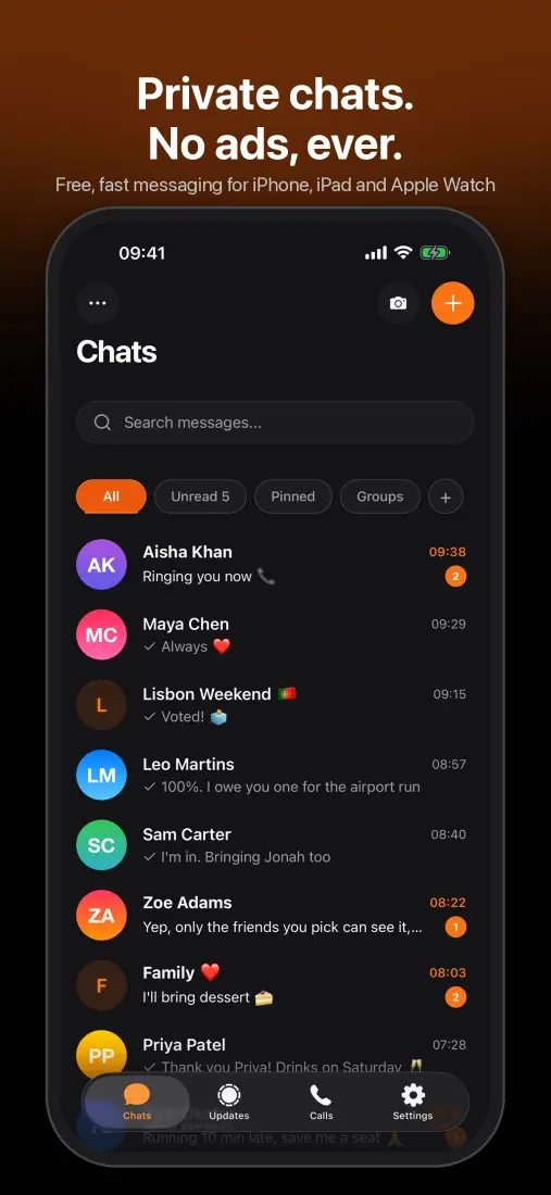 PIING on iPhone: a private, encrypted messenger