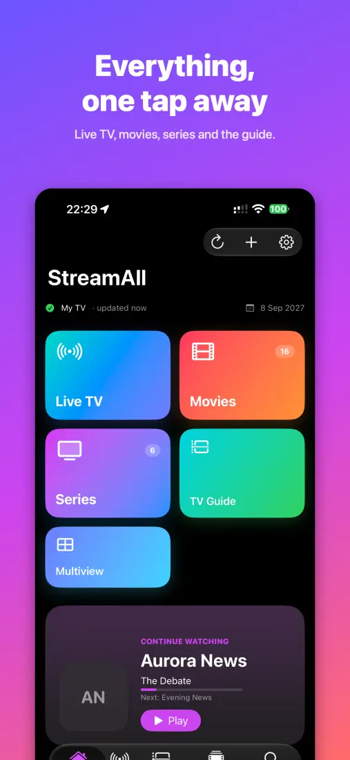 StreamAll on iPhone: a TV guide made from your own playlists