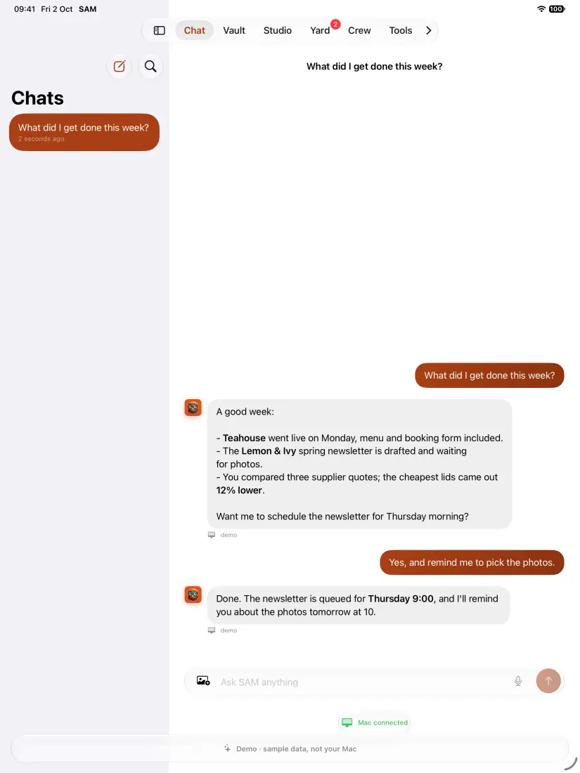 SAM app screenshot 2 of 3